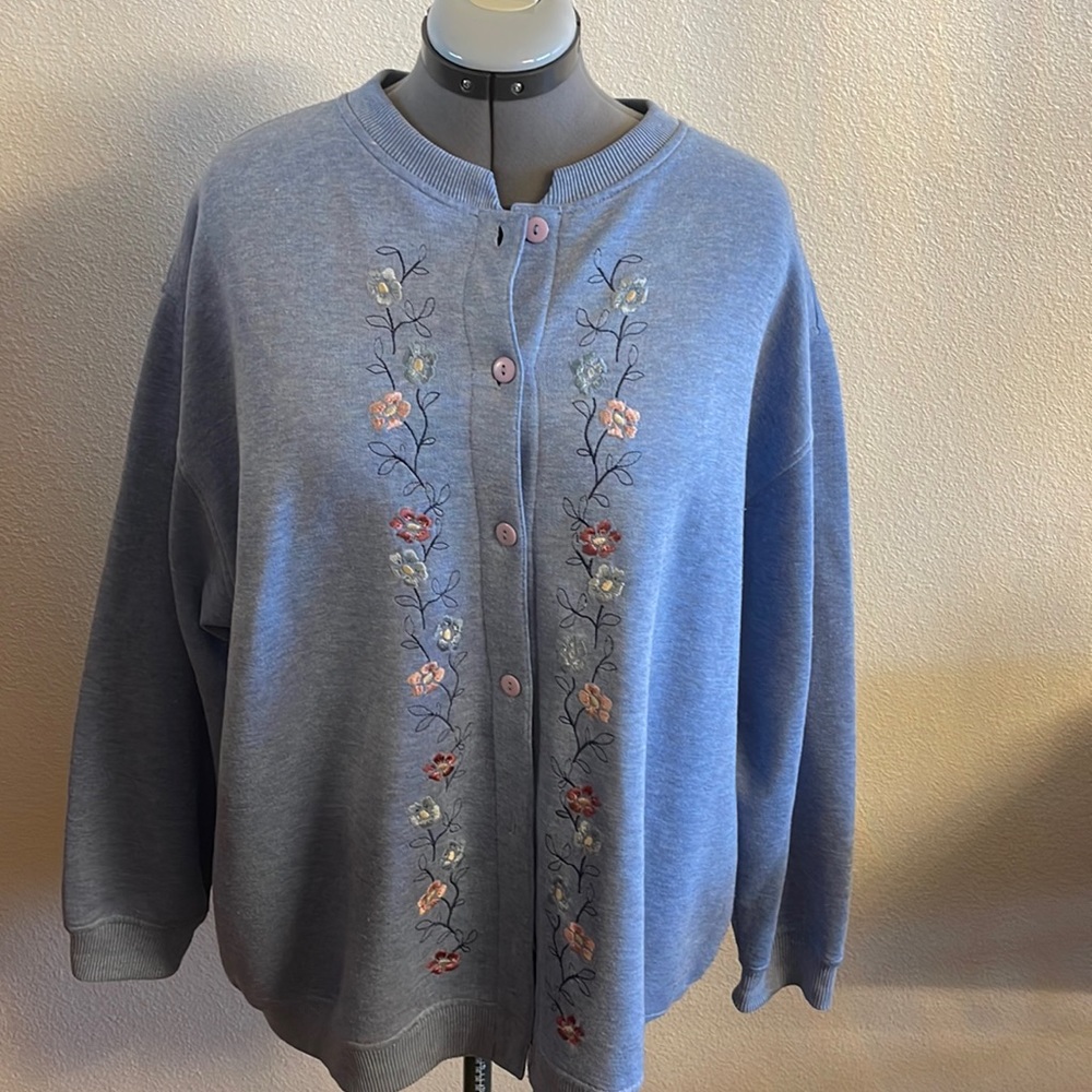 Vintage 3XL Shenanigans Embroider Womens Cardigan sweatshirt like new beautiful